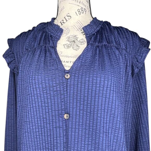 Kaileigh (S) Lev Ruffle Detail Knit Top - Stitch Fix V-Neck Button Front - Picture 9 of 13